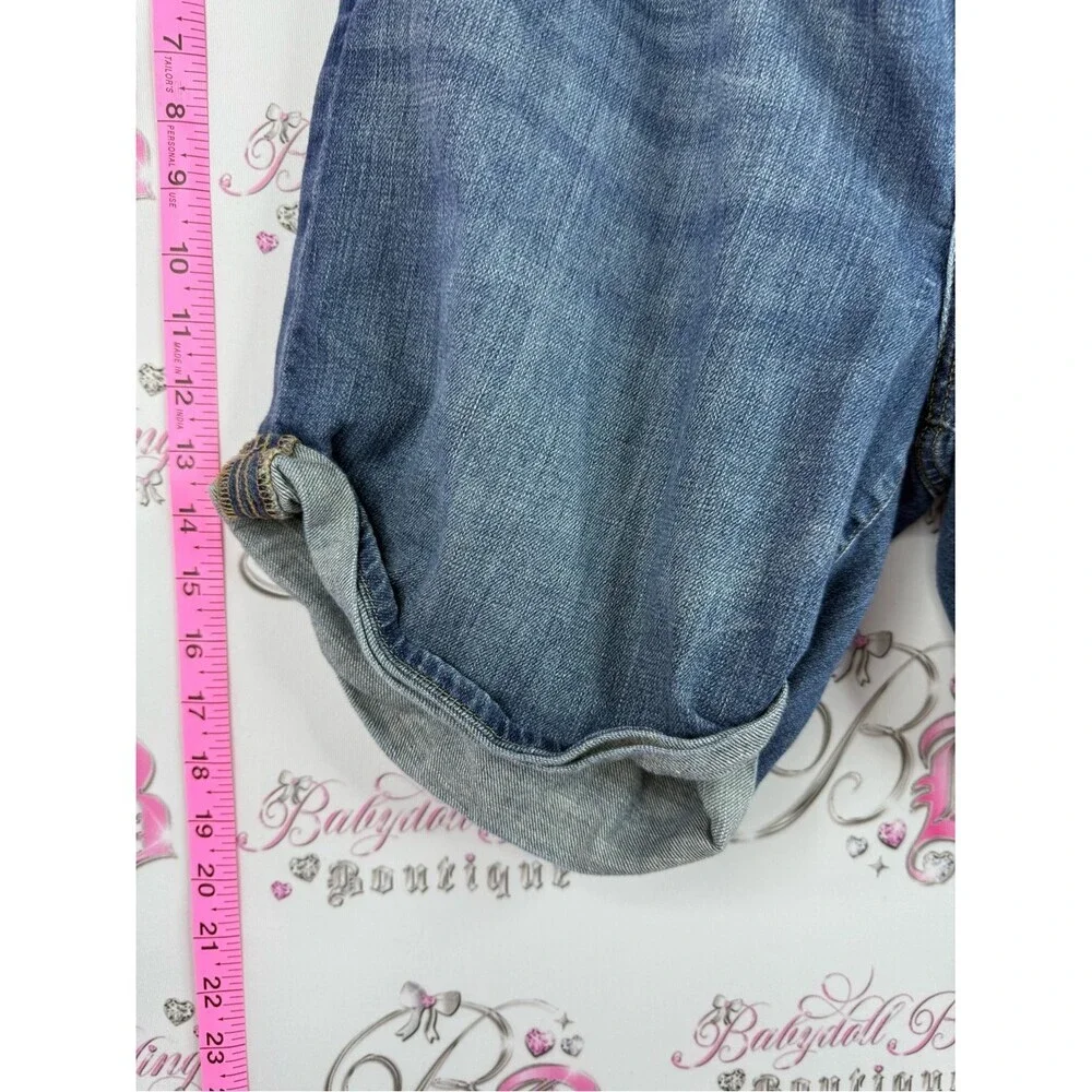 Eddie Bauer shorts denim long style Blue Denim Roll-Tab Jean Shorts